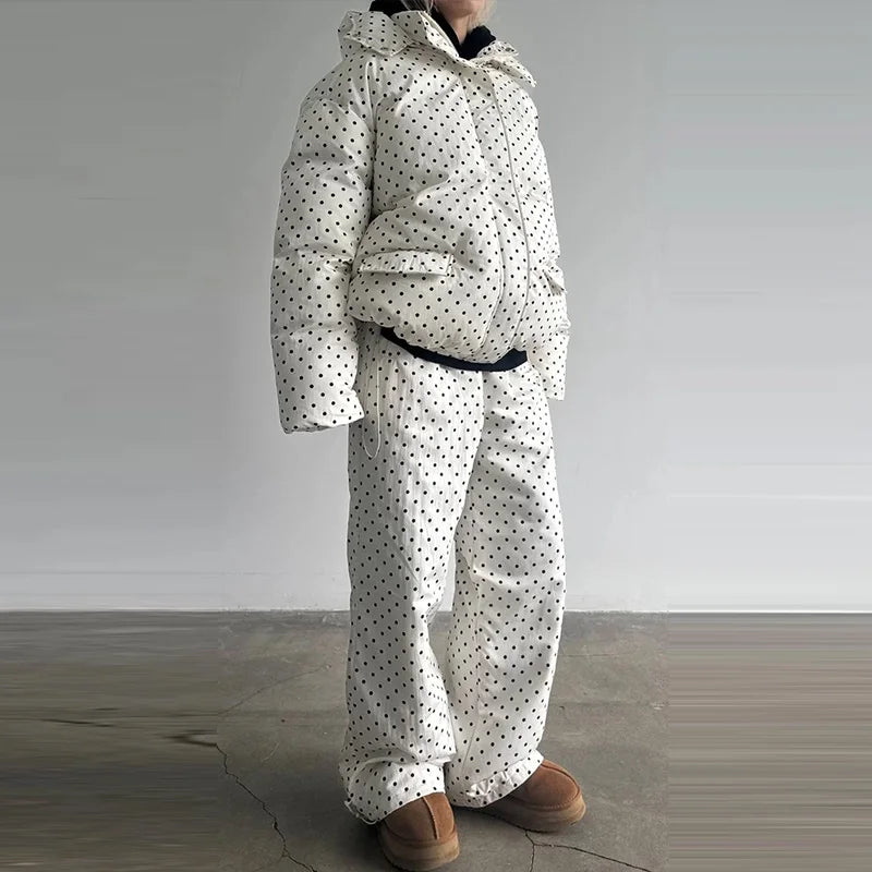 Puffer Women's Two Piece Set Winter Thick Outerwear High Waist Puffer Long Pants Thickened Version Winter Wear 2026 New Arrival