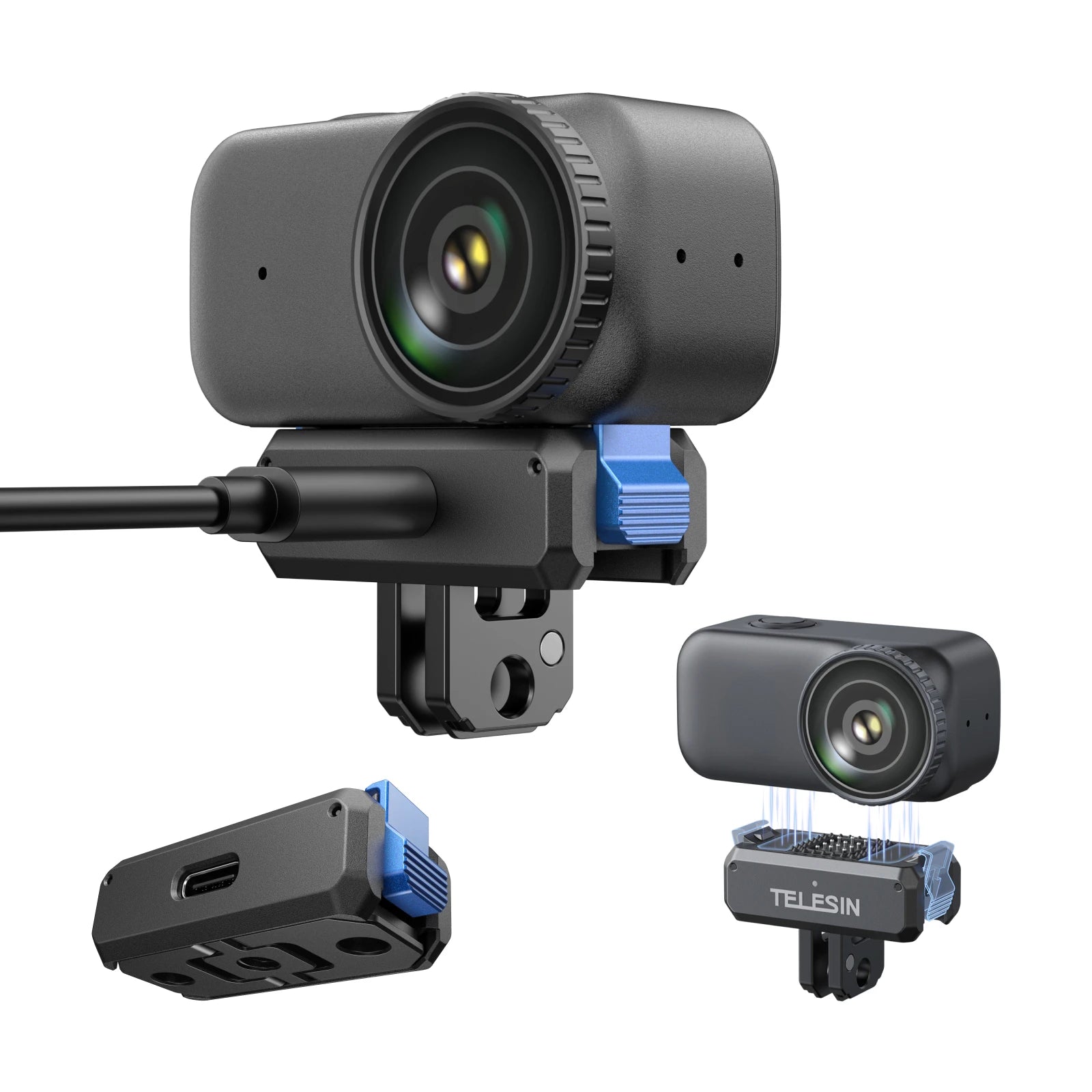 TELESIN For DJI OSMO Nano Magnetic Qucik Release Two Claw Charging Adapter Mount Dual Claw Interface Action camera accessories