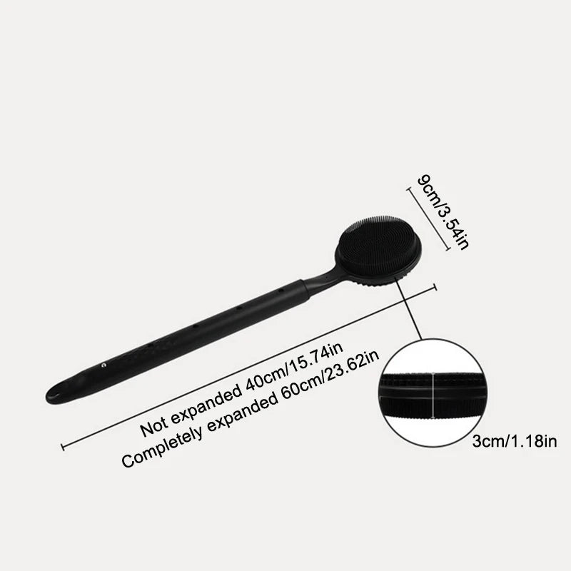 New Silicone Back Scrubber For Shower Bath Body Brush With Telescopic Adjustable Long Handle Double Sided Shower Brush