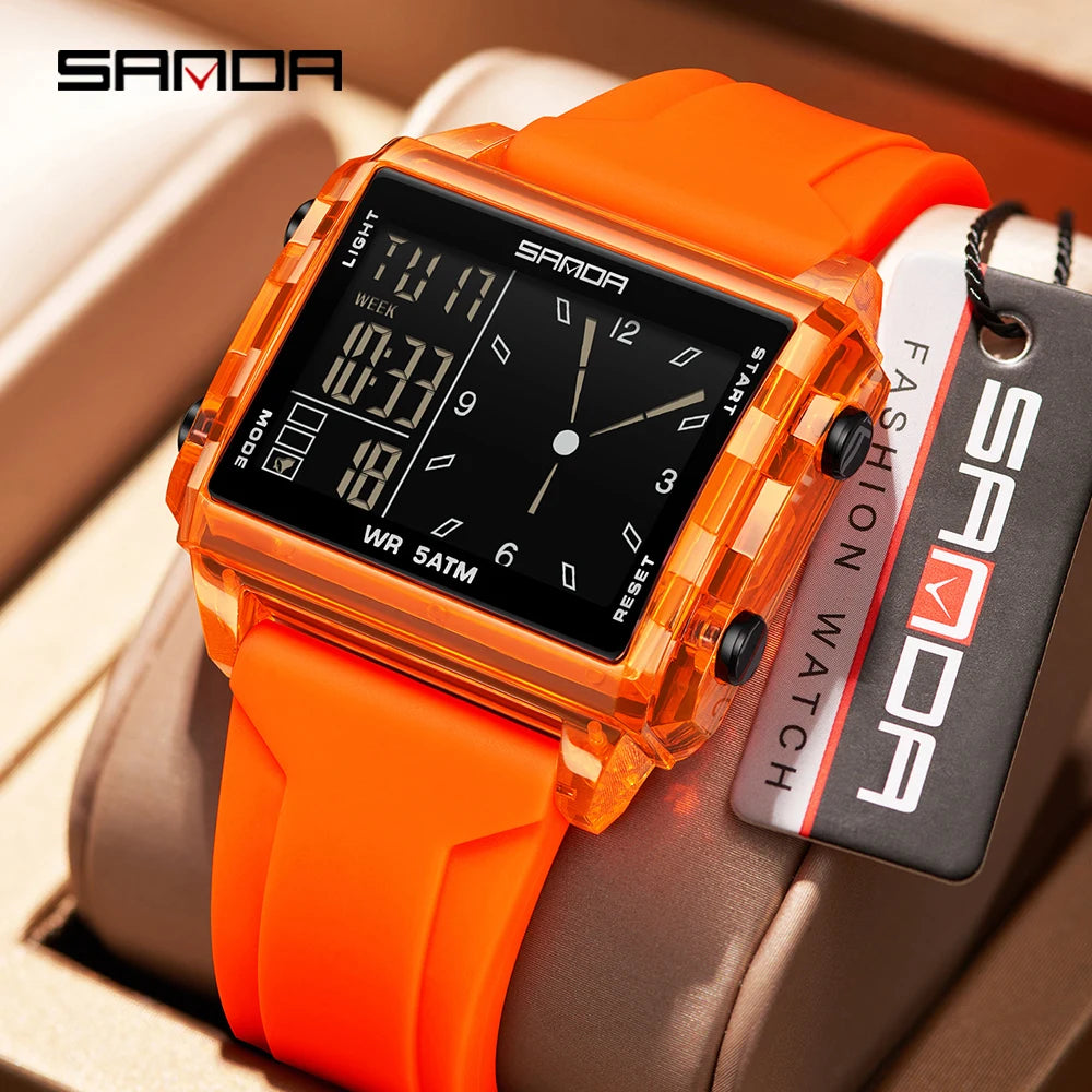 Fashion SADNA New 6273 Women's Electronic Watch Multifunctional Sports Waterproof LED Timing Student Electronic Watch
