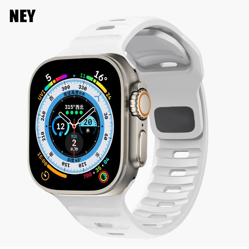 Sport Strap For Apple Watch Ultra band 49mm 45mm 46mm 44mm 42mm 41mm Silicone Air hole Bracelet iWatch Serie 11 10 9 8 7 6 SE