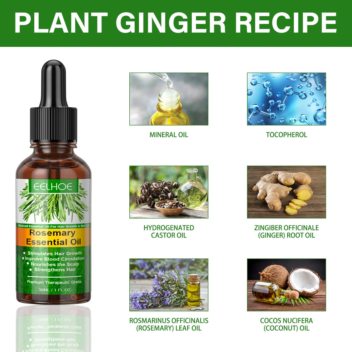 Rosemary Hair Growth Oil Natural Hair Care Serum Anti Hair Loss Scalp Treatment Repair Damaged Hair Stimulate Hair Follicles Thi