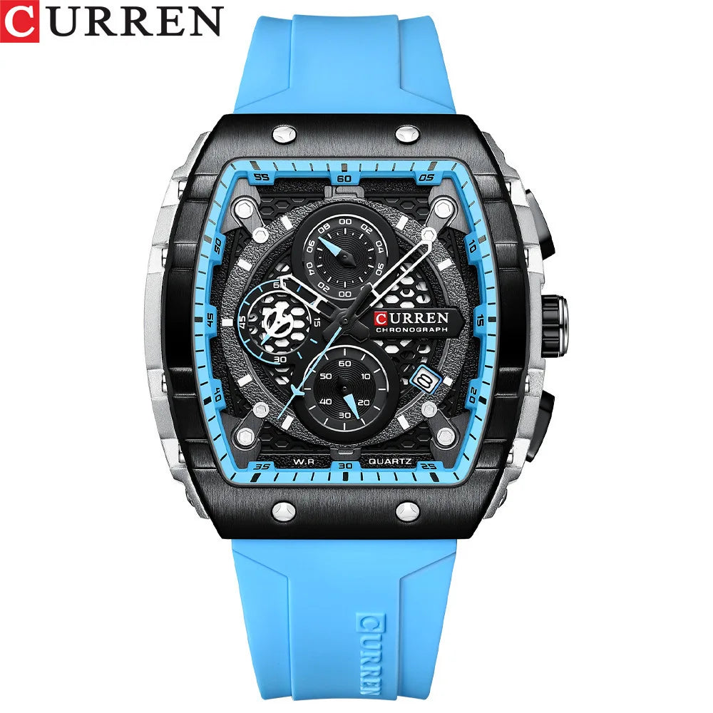 CURREN 8442 Top Brand Men's Watches Luxury Square Quartz Wristwatch Waterproof Luminous Chronograph Watch for Men Date Clock