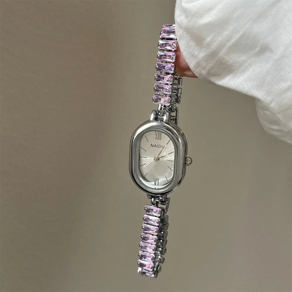 New Oval Dial Bracelet Watch Hidden Buckle Design Elegant Ladies Watch Gift Alloy Wristwatch for Women