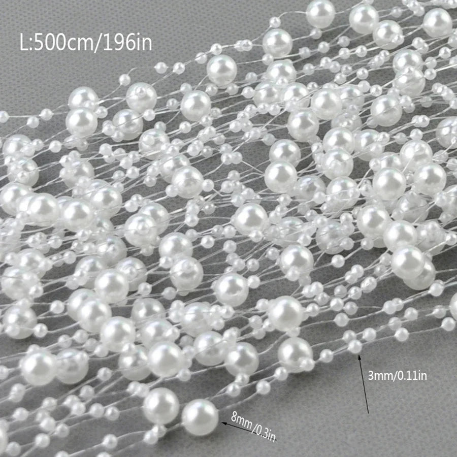5/10Meters Artificial Pearls Chain Fishing Line Beads Garland Chain For DIY Bridal Bouquet Craft Flower Wedding Party Decoration