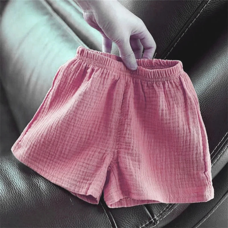 Baby Cotton Linen Shorts Summer New Children's Solid color Short Pant Boys Girls Thin Short Pants Girls Boy Clothing