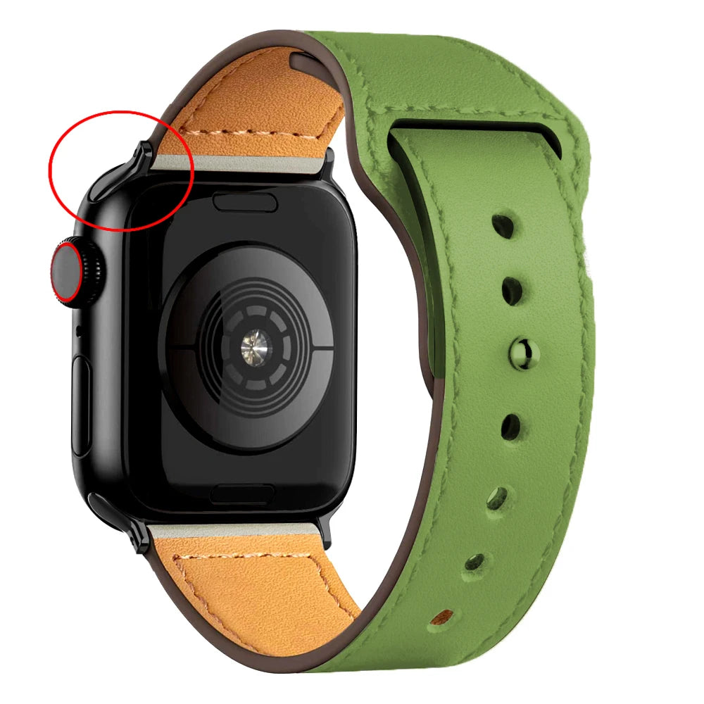 Leather band For Apple watch strap Ultra 2 49mm 44mm 40mm 38mm/42mm wrist bracelet for iWatch series 10 9 8 7 4 5 6 se 41mm/45mm