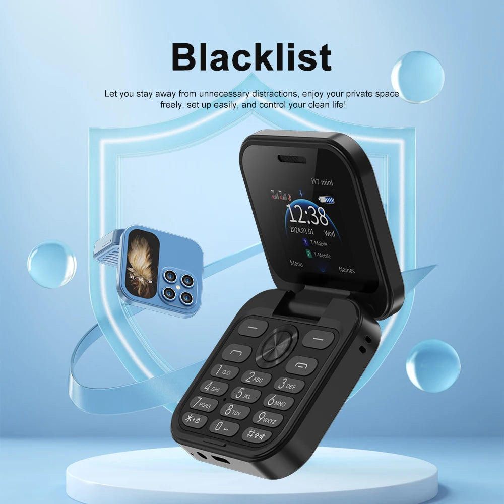 2025 Hot Sale SERVO I17Mini 2G Small Flip Mobile Phone 2 SIM Speed Dial Magic Vioce MP3 Flashlight Mini Fold Cellphone FM Radio