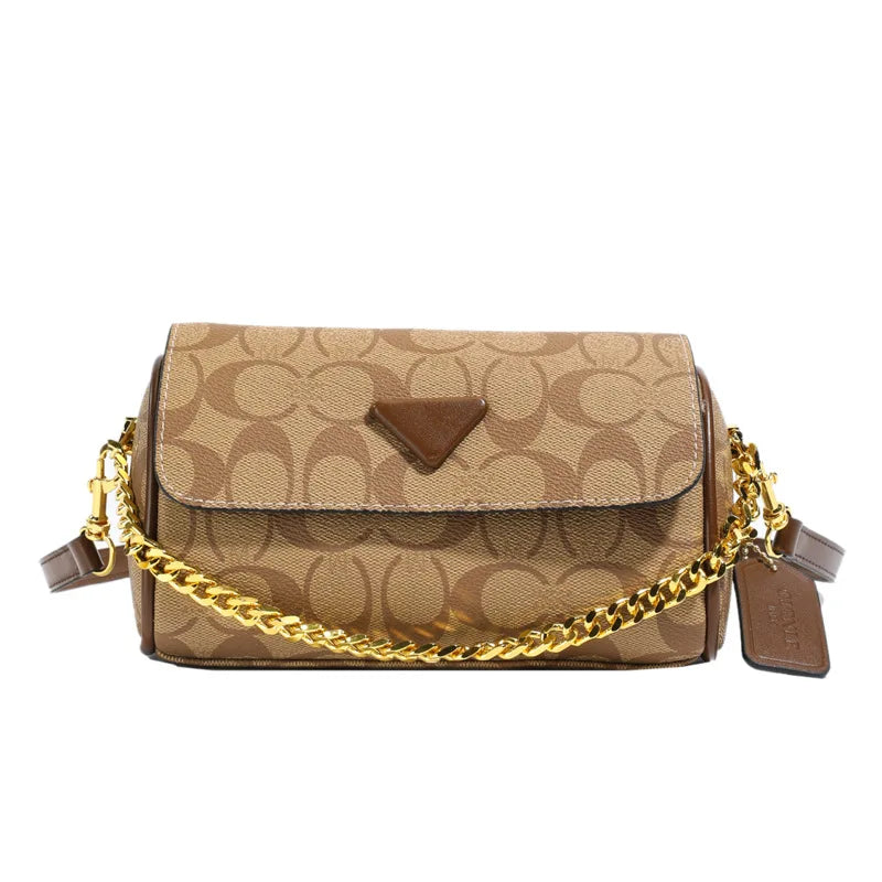 Vintage Printed Women Underarm Bag Fashion Chain Shoulder Purse Casual Crossbody Handbag Versatile Daily Commuter Ladies Bag