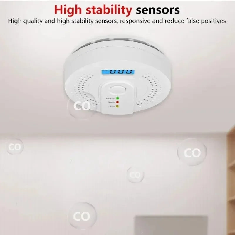 High Sensitivity Independent Carbon Monoxide Detector CO Alarm with LCD Display UL2034 Certified for Home Use
