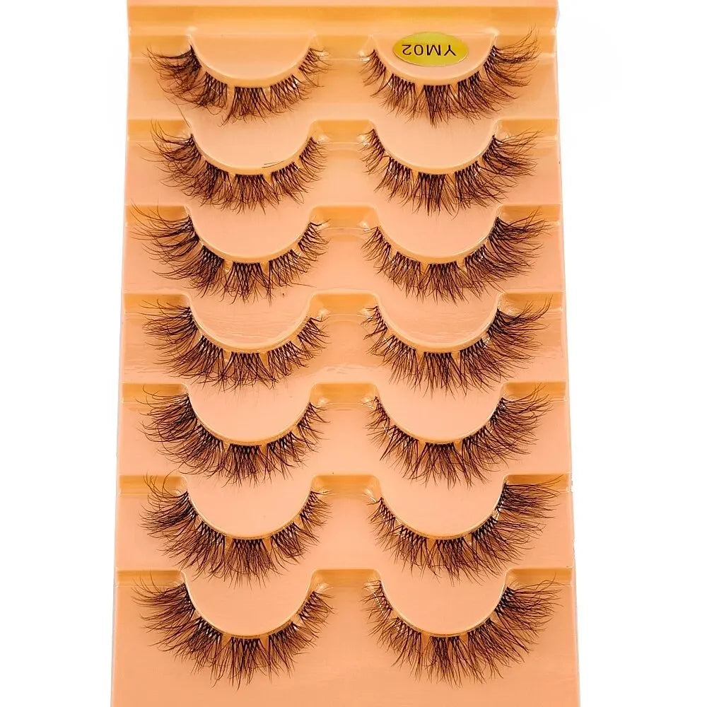7pairs Mink Eyelashes Invisible Band Lash Extension Natural False Eyelashes Cross Cluster Fairy 3D Faux Big Eye Long Fake Lashes