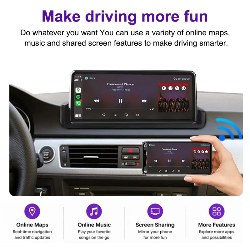 AUTOTOP 10.25" Linux Carplay Touchscreen For BMW 3 Series E90 E91 E92 E93 Left Hand Drive Car Without Original Screen (2005-2012) With Car Multimedia Screen Support Player Wireless Carplay Android Auto Airplay YouTube