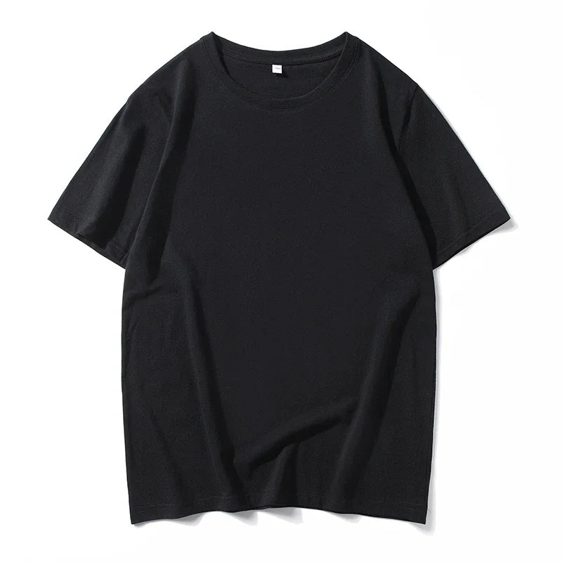 Men's Solid Color Round Neck Cotton Short Sleeved T-shirt Summer Comfortable Top