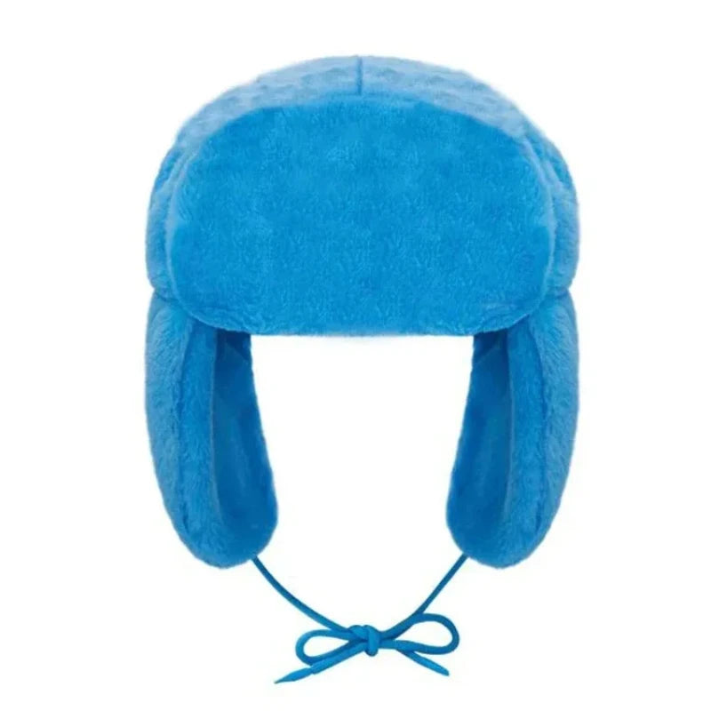Fashion Dopamine Aesthetic Warm Ear Protection Hat Autumn Winter Street Casual Warm Windproof Caps Solid Color Tie Bomber Hat
