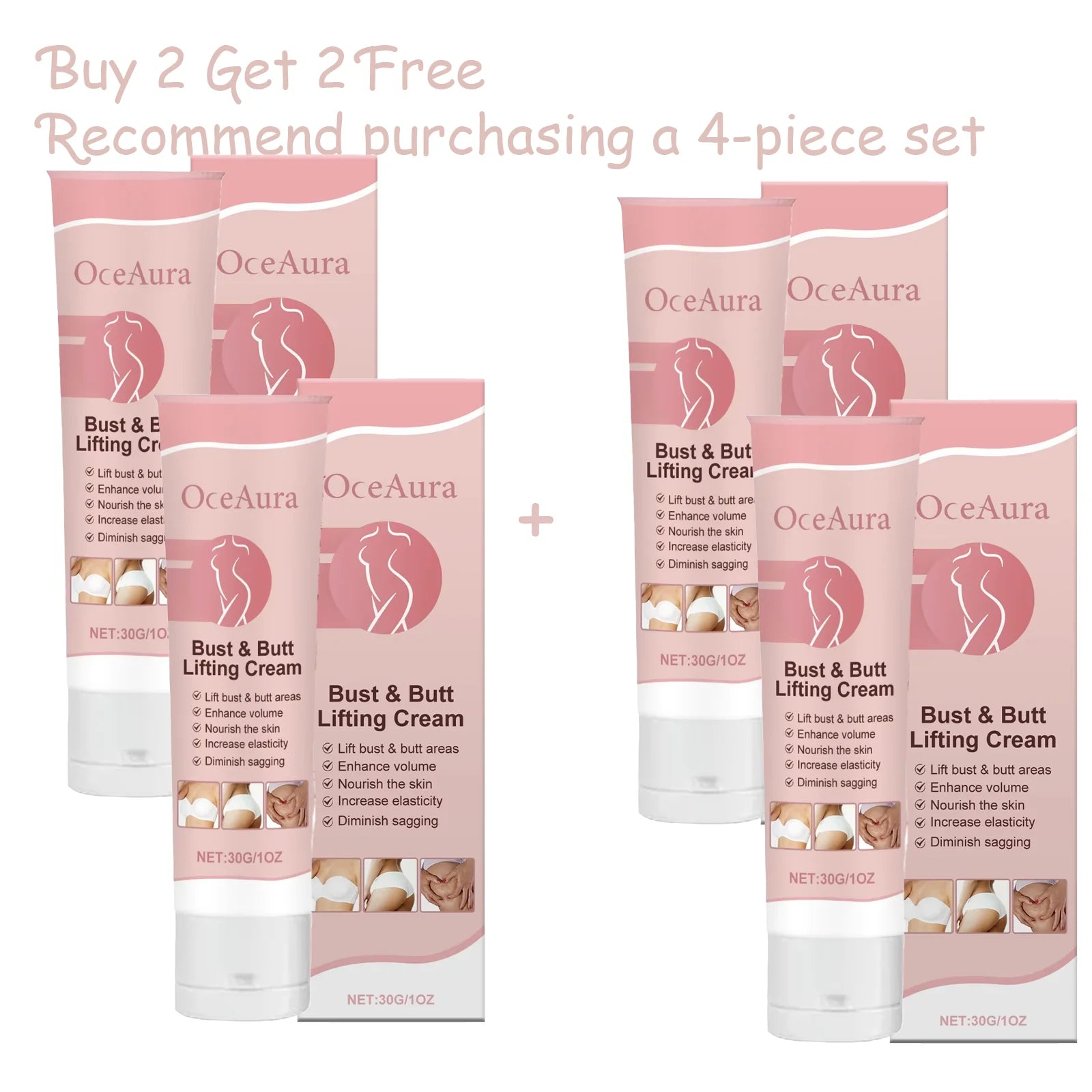 OceAura Hip & Breast Firming Cream - Deep Moisturizing Body Care for Chest & Hip Skin, Nourishing Smooth Formula to Tighten