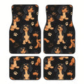4pcs Dachshund Car Floor Mats - Fun Puppy with Paw Print Design, Non-Slip All-Weather Polyester, Suitable for Cars, Trucks, SUVs