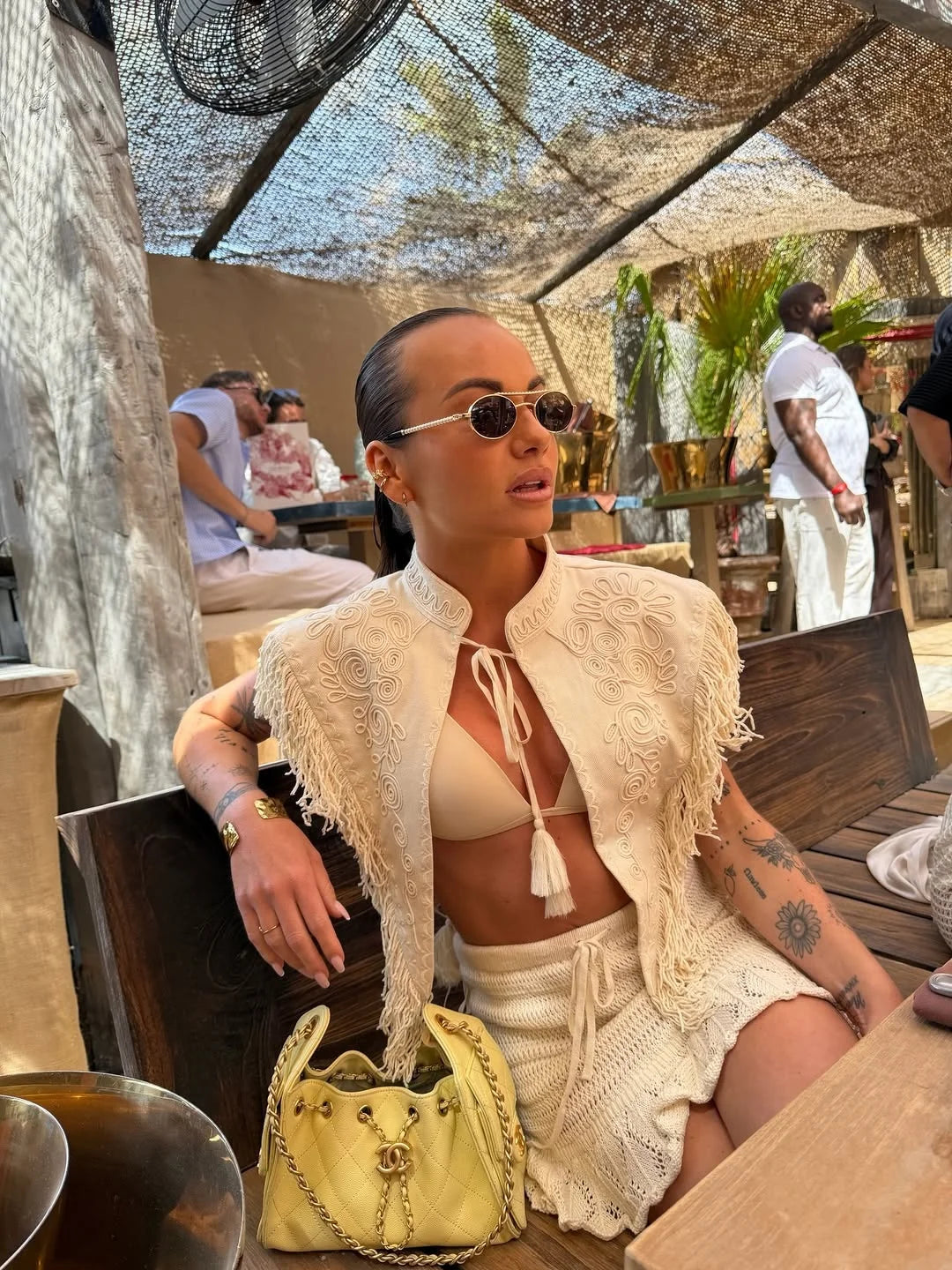 Woman Vintage Embroidery Tassel Shawl Summer Stand Neck Sleeveless Lace Up Irregular Top Female New Bikini Vacation Clothes 2026