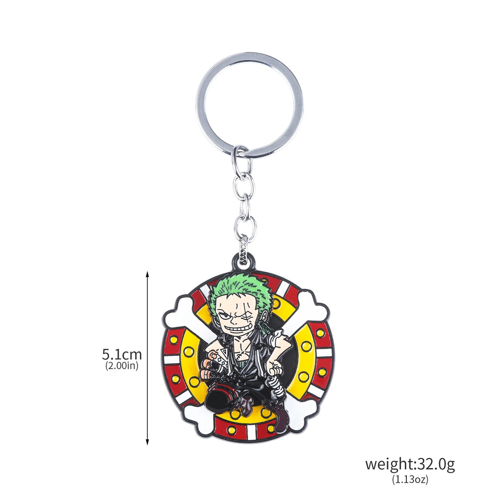 One Piece Luffy Straw Hat Keychain Rotatable Zoro Skull Metal Pendant Role-Playing Decorative Accessories Fan Jewelry Gift