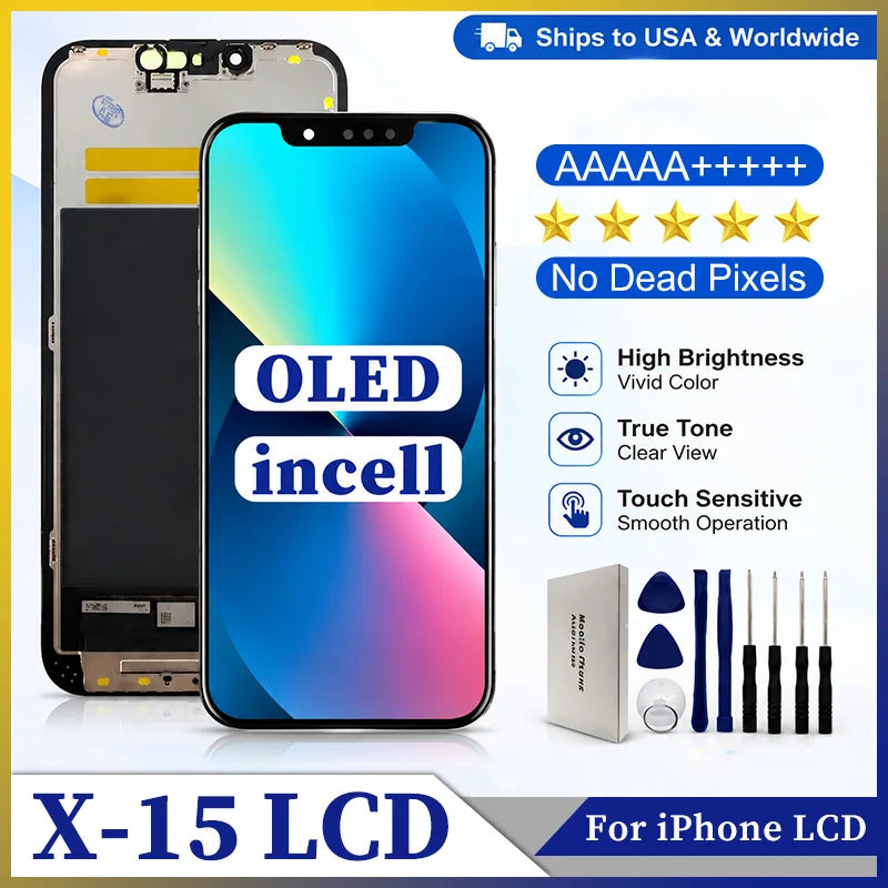 New AAA- OLED For iPhone X XR XS MAX LCD Display 3D Touch Screen Digitizer For iPhone 11 Pro 12 Pro Max 13 Mini 15 14 Pro LCD