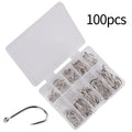 Fishing Hooks Set 100Pcs Box 10 Series High Carbon Steel Single Circle Fishing Hook Fly Fishing Jip Barbed Carp Hooks