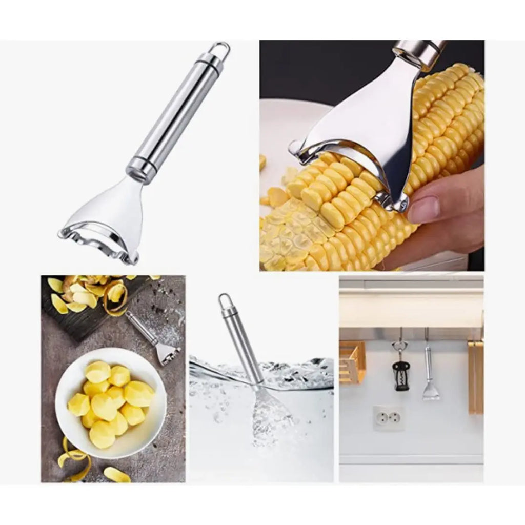 1Pc Stainless Steel Corn Peeler Ergonomic Handle Corn Kernel Remover Magic Corn Stripper Thresher Kitchen Corn Stripping Tool