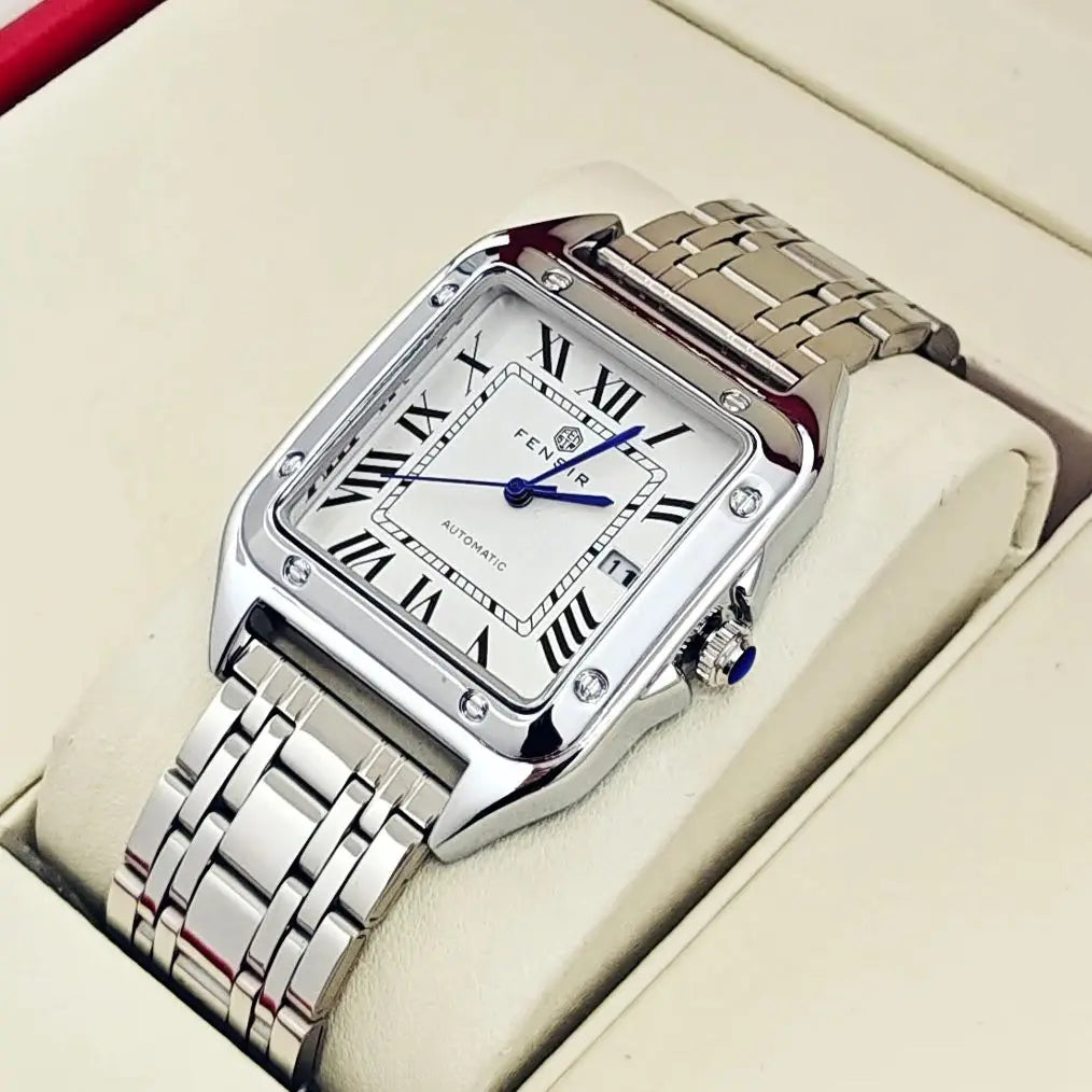 Luxury Watch for Men, Calendar Display, Stainless Steel Strap, High-End Luxury Small Square Men's Watch, Fashionable Business Casual Versatile Trendy Men's Wristwatch, the Best Gift for Him
