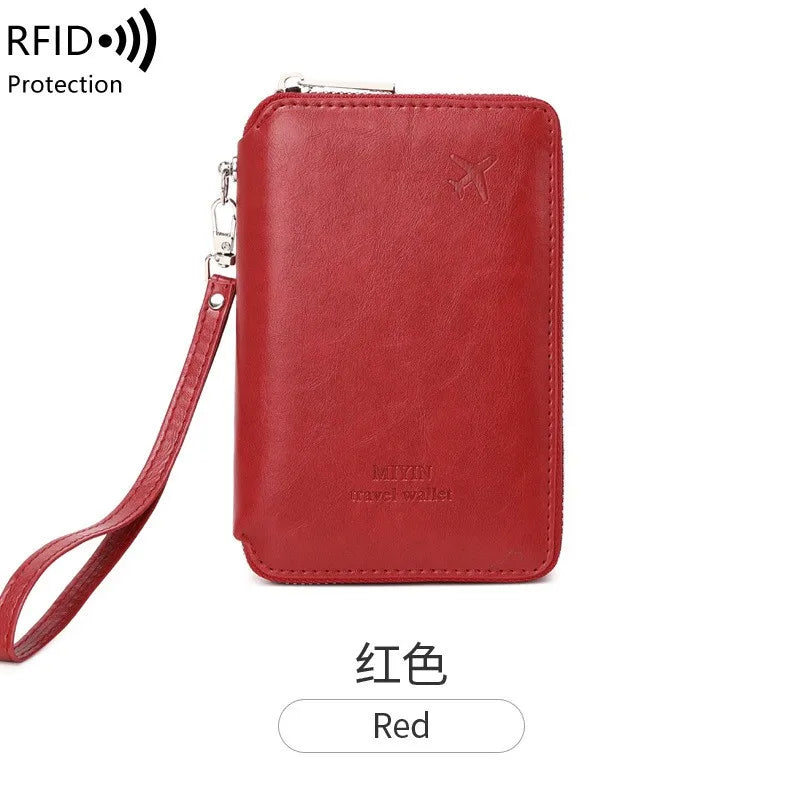 Minimalist and fashionable RFID passport holder multifunctional PU leather travel accessory passport holder wallet holder unisex