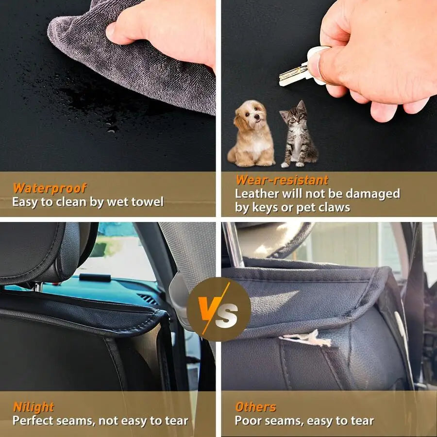Nilight 5 Car Seat Covers Waterproof Faux Leather Cushions Anti-Slip Universal Fit For 5 Cars Kia Civic Corolla Camry CR-V RAV4