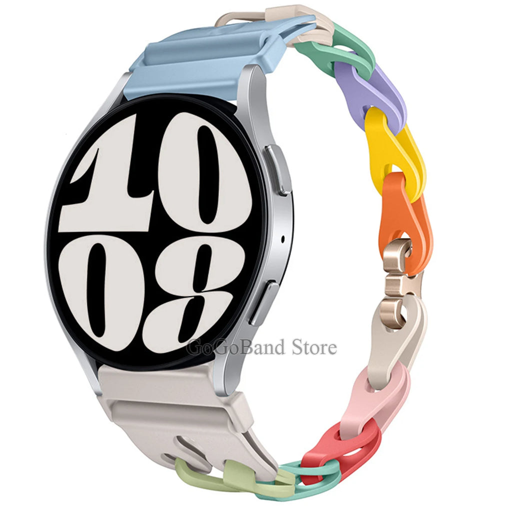 22mm 20mm Chain Strap for Samsung Galaxy Watch 7 6 5 4 6Classic Silicone Band for Huawei GT4 3Pro for Amazfit GTR 4/GTS Bracelet