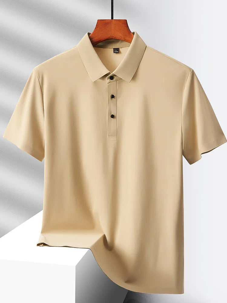 Selected popular nylon fabric, dad's summer clothing, middle-aged men's short sleeved T-shirt, summer ice silk quick drying, mid