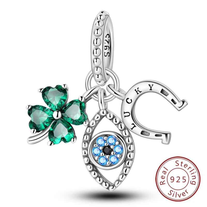 Hot Sale Charm Bead Pendant 925 Sterling Silver Firefly Love Heart Cats Dogs Sunflower Charm for Bracelet Women DIY Jewelry Gift