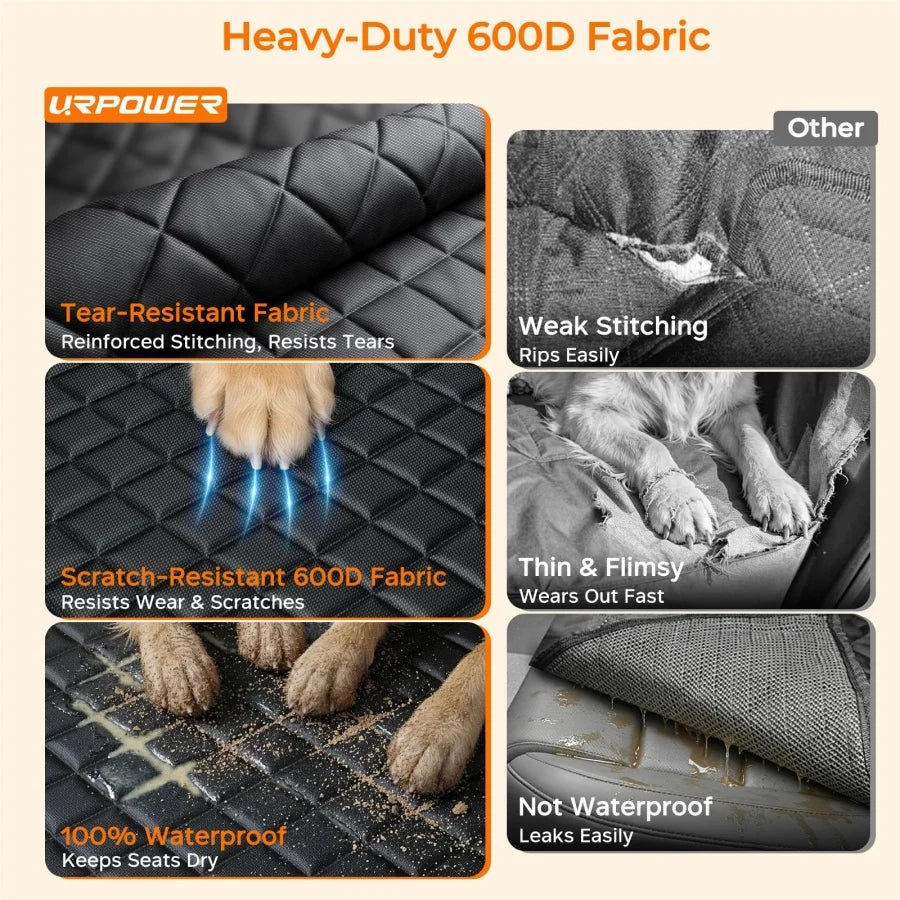 YVDKL pet dog car seat cover, 100% waterproof, hammock style design, 600D high-strength scratch resistant anti slip durable soft backrest, suitable for cars and SUVs