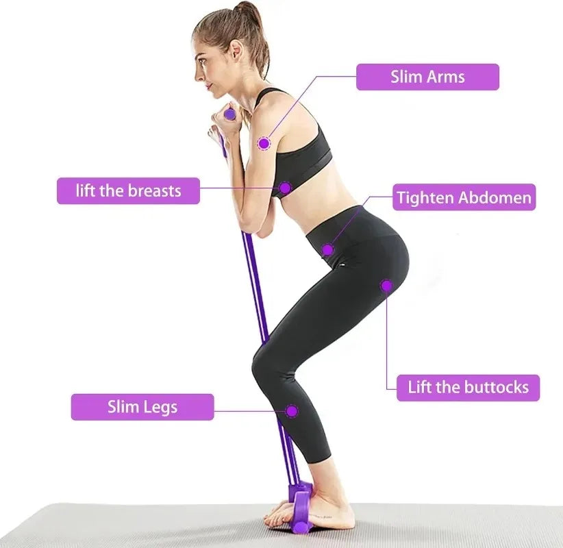 Multifunction Tension Rope, 6-Tube Elastic Yoga Pedal Puller Resistance Band, Natural Latex Tension Rope Fitness Equipment