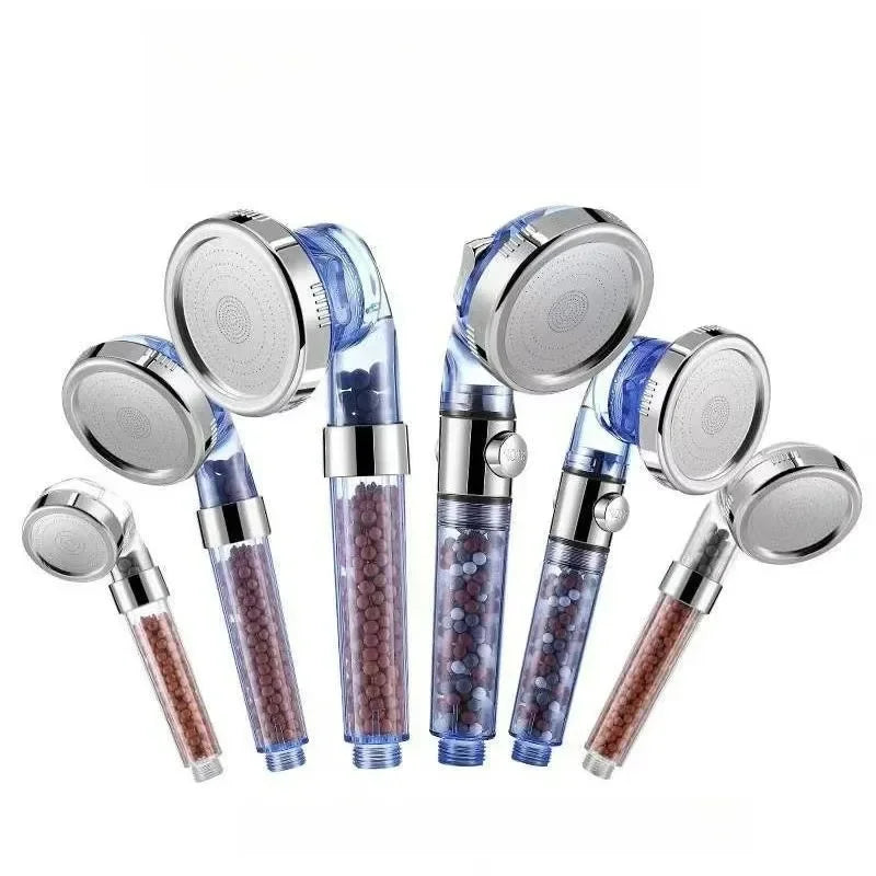 New Water Saving Handheld Rainfall Bathroom Accessories Anion Filter Shower 3 Functions High Pressure SPA Shower Head Quality