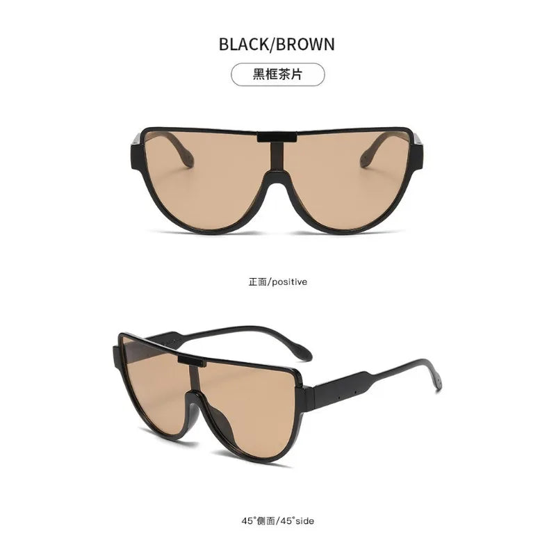 Vintage Semi-round Sunglasses Women Fashion Monoblock Outdoor Goggle Shades Trending New Design UV400 Eyewear