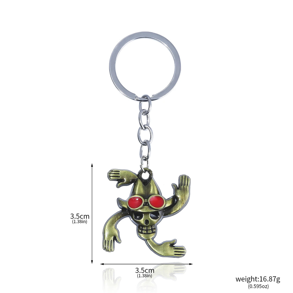 One Piece Luffy Straw Hat Keychain Rotatable Zoro Skull Metal Pendant Role-Playing Decorative Accessories Fan Jewelry Gift