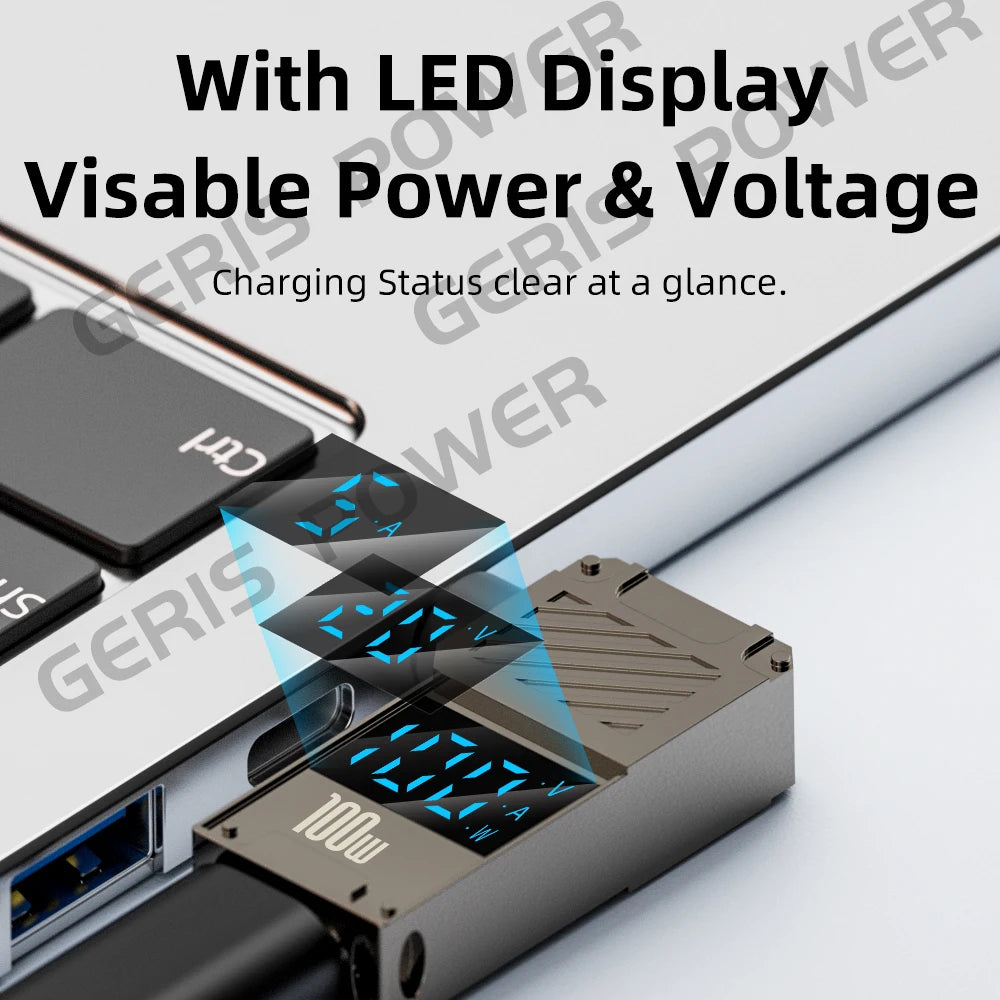 LED Display PD 100W Laptop Power Supply Adapter Charger Connector USB Type C PD to DC Jack Plug Converter for Lenovo Hp Dell