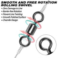 50 pcs Bearing Swivel Fishing Connector Stainless Steel Carp Snap Fishhook Lure Solid Ring Swivel Tackle Equipment Accessories