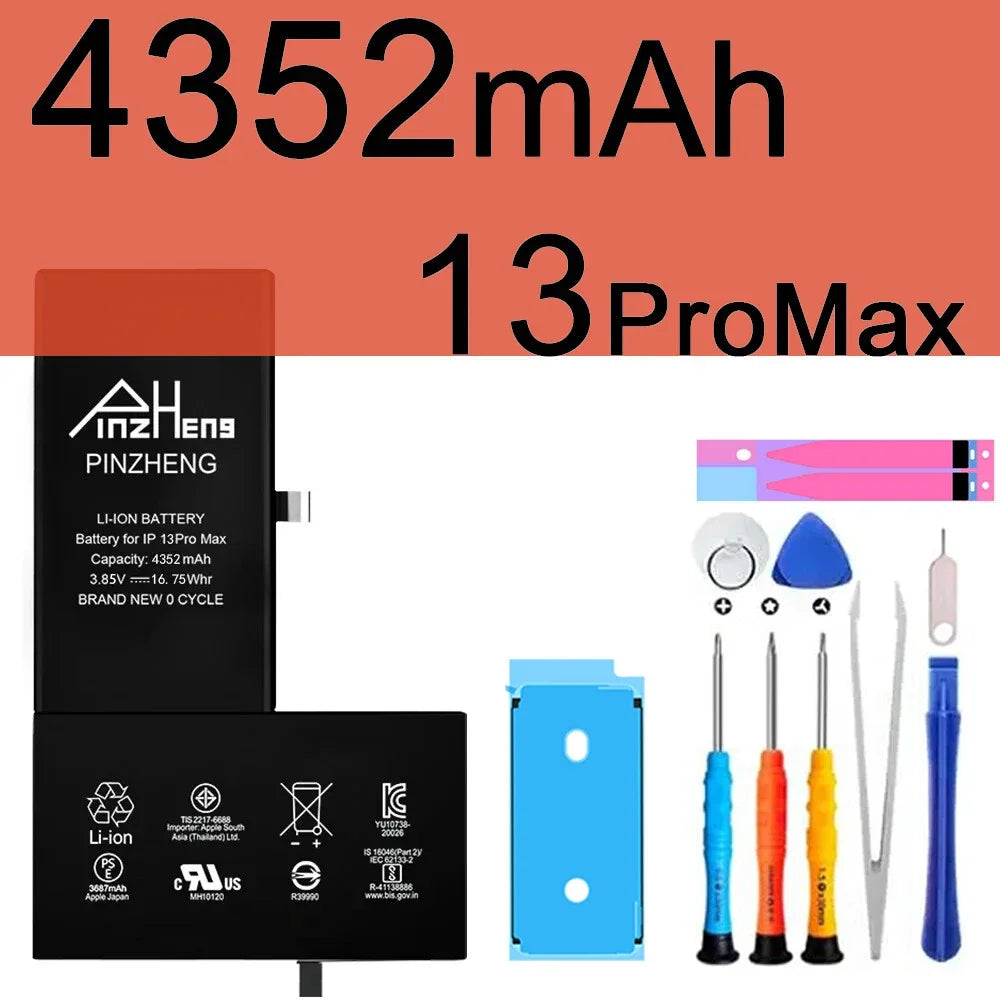 PINZHENG Real High Capacity Battery For iPhone X XR XS Max 12 13 Mini Pro Max 11 Pro Max Replacement Bateria Warranty One Year