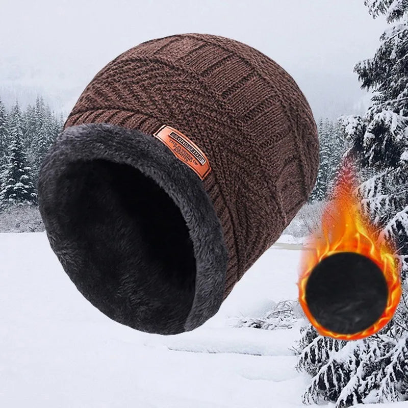 Winter Beanie Hat For Men Fleece Scarf Women Knitted Hat Warm Cap Thick Wool Neck Warmer Scarf Balaclava Mask Skullies Beanies