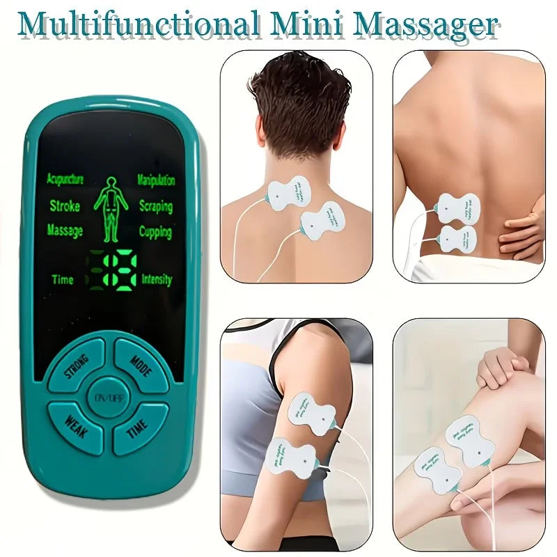 3-in-1 / Unit & Massager Device with Portable Muscle Stimulator Suitable for Back, Full Body, USB/Battery-Powered, Multi-Intensi