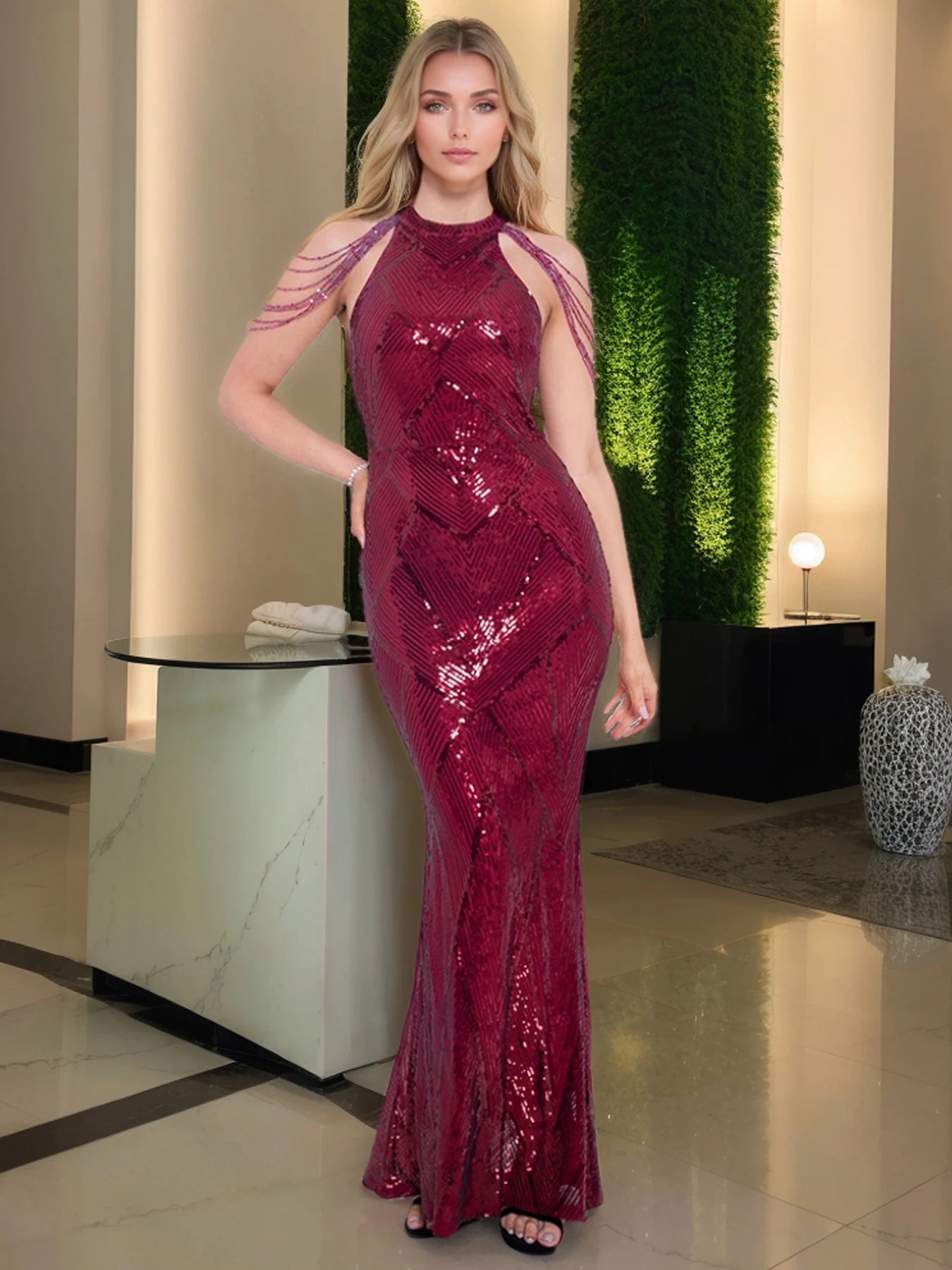 Romagic Elegant Off Shoulder Beading O Neck Sequin Evening Dress Long Women Prom Gown White Wedding Party Dresses 2025