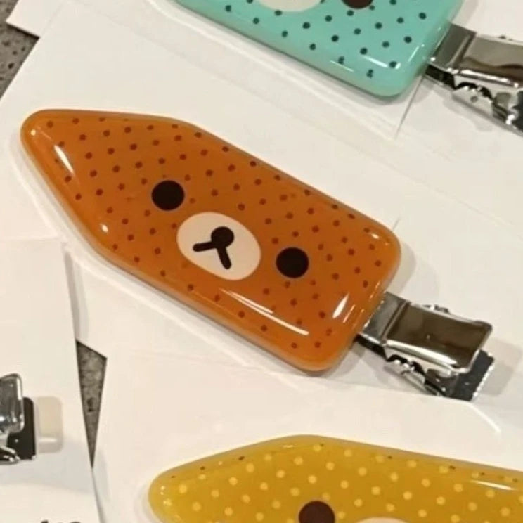 INS Bear Hair Clips Kiiroitori Polka Dot Glossy Resin Arrow Duckbill Side Barrettes Hairclips For Women Girls Jewelry