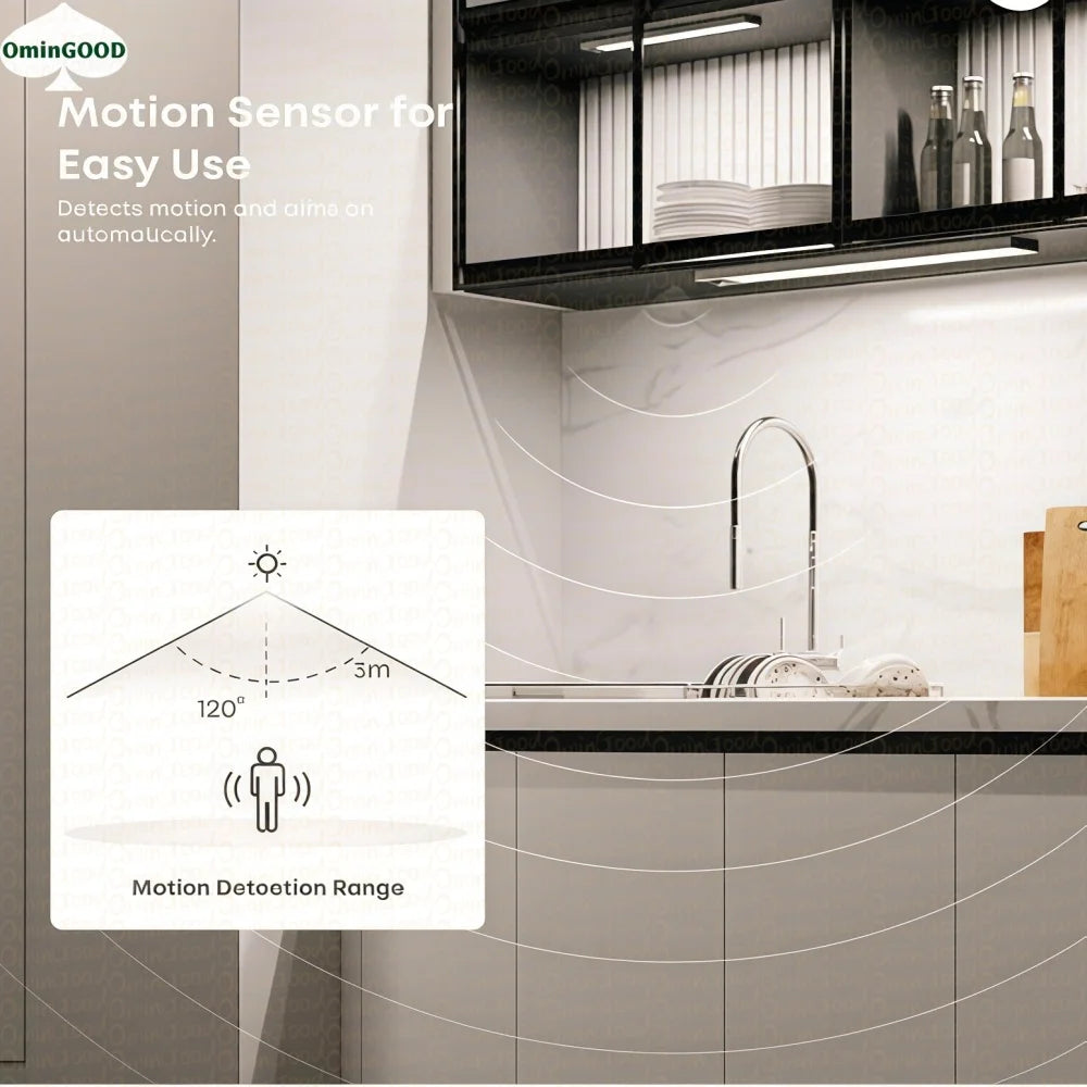 Rechargeable LED light, wireless motion sensing light, lighting strip under indoor cabinet, corridor sensing light