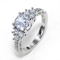Huitan Classic Wedding Engagement Ring for Women Brilliant Cubic Zirconia Crystal Proposal Ring Anniversary Gift Jewelry