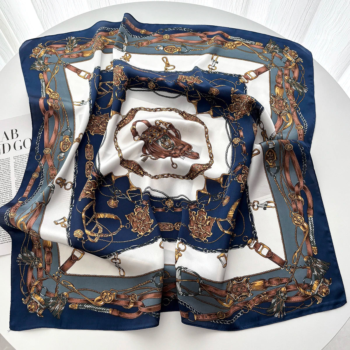 70*70cm Luxury Design Square Hair Scarf for Women Hijab Small Neck Tie Hand Wrist Kerchief Female Headband Foulard