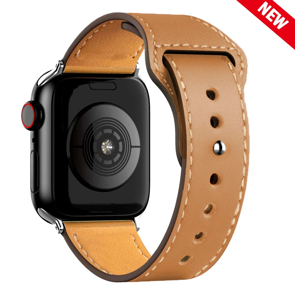 Leather band For Apple watch strap Ultra 2 49mm 44mm 40mm 38mm/42mm wrist bracelet for iWatch series 10 9 8 7 4 5 6 se 41mm/45mm