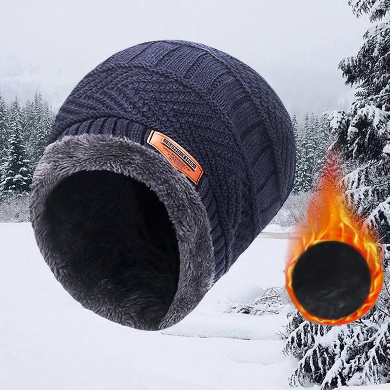 Winter Beanie Hat For Men Fleece Scarf Women Knitted Hat Warm Cap Thick Wool Neck Warmer Scarf Balaclava Mask Skullies Beanies
