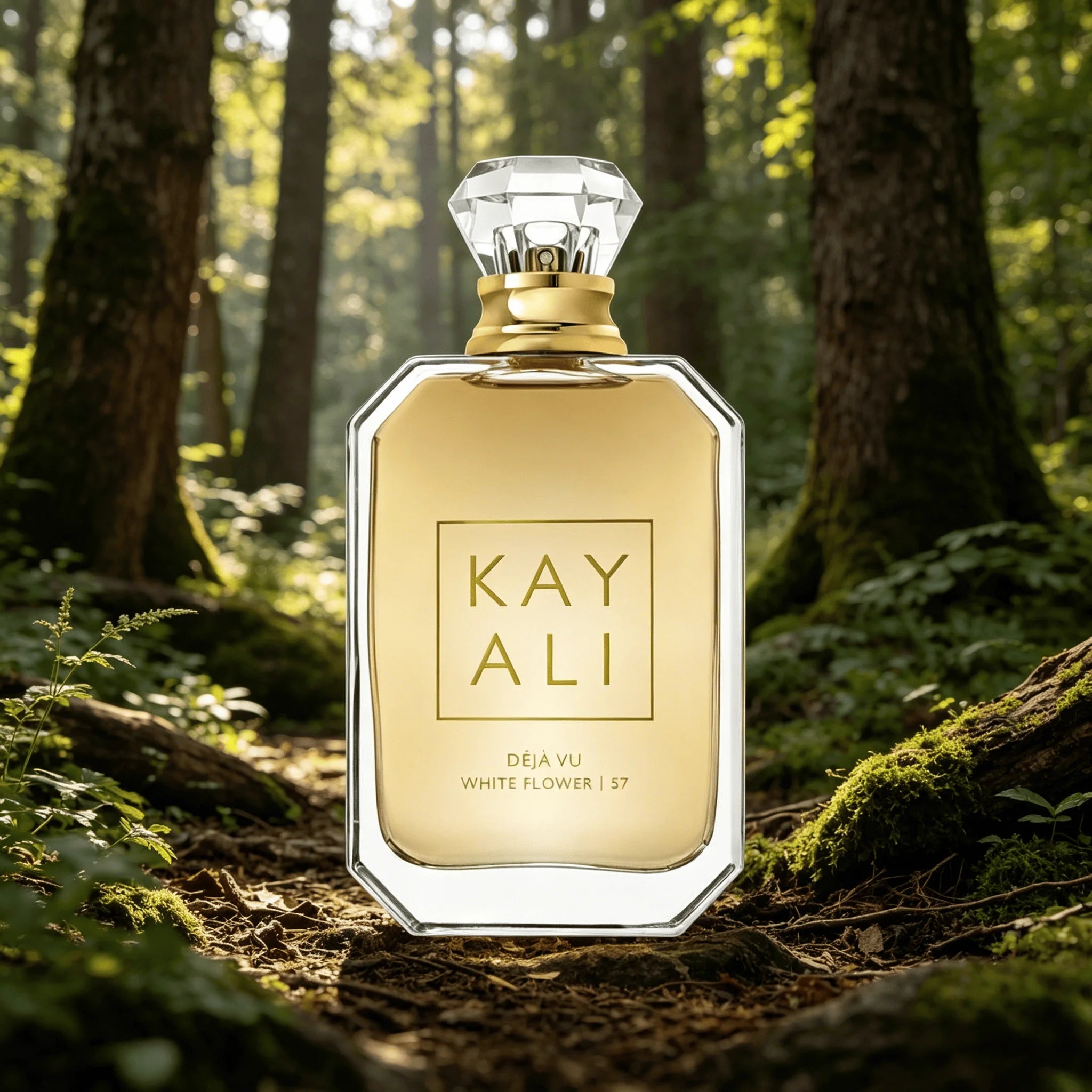 Kayali （57） Fresh Natural White Flower Aroma Women Perfume, Long Lasting Light Floral Scent, Elegant Transparent Golden Bottle, Ideal Daily Gift for Women.