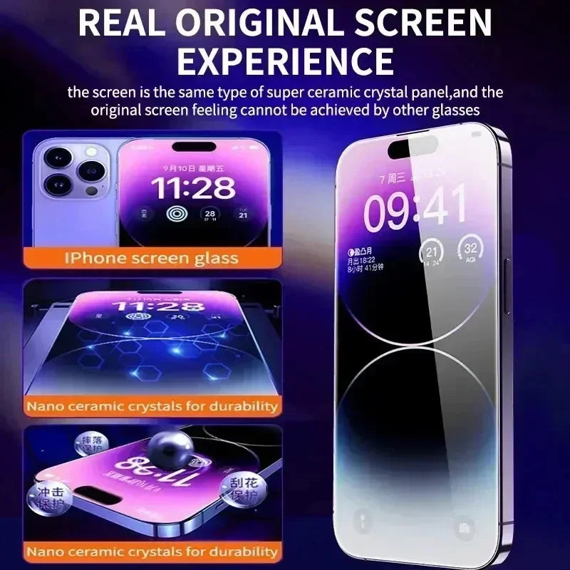 5-1Pcs Oleophobic Coating Dust Free Easy Installation Screen Protector For iPhone 18 Pro 17 14 11 13 12 15 16 Pro Max Mini Glass